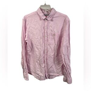 Michael Bastian Men's Pink Linen‎ Blend Long Sleeve Button Down Shirt- Size M